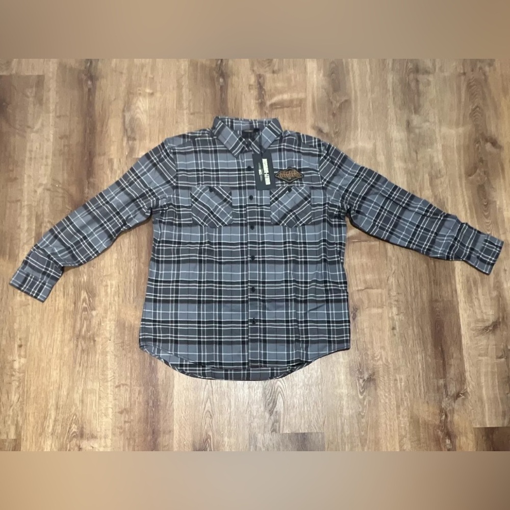 Harley Davidson Men's 120th Anniversary Plaid Shirt - Gray Plaid, XL
